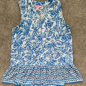 Lilly Pulitzer blue & white sleeveless blouse